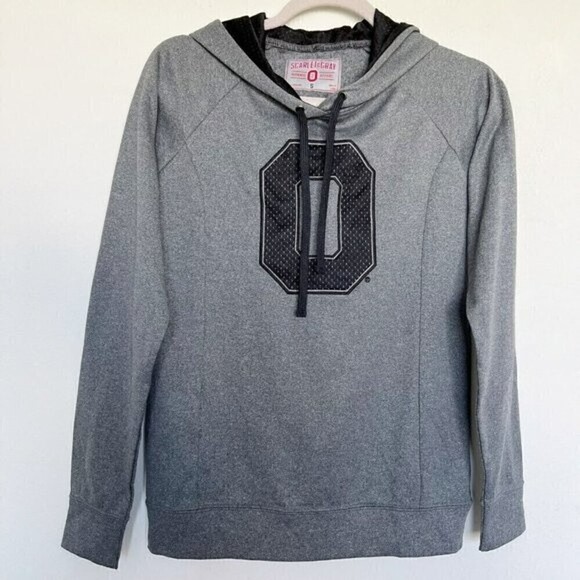 VARSITY preppy hoodie Pullover Sweatshirt SMALL grey number 0 Activewear - Picture 1 of 8
